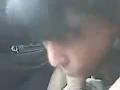Black haired black cock sluts blows my hard pecker in car in advance of we go to work